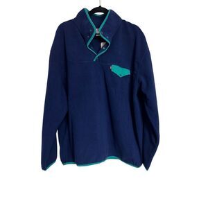 Levi's Sweatshirt Mens Large Blue Barstow Fleece Snap Up Mock Neck Pullover NWT